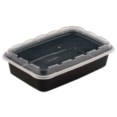 Контейнер одноразовый 830 мл, С КРЫШКОЙ, 207х140 мм, черный/прозрачный, ПП, ВЗЛП, 1261Ч за 46 ₽. Контейнеры одноразовые.  Доставка по РФ. Без переплат!