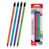 Набор карандашей чернографитных BRAUBERG "ULTRA COLOR" 4 шт., HB, с ластиком, пластиковые, 181709 за 62 ₽. Карандаши чернографитные.  Доставка по РФ. Без переплат!