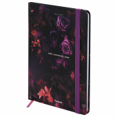 Блокнот с резинкой в клетку 96 л., А5 145х203 мм, твердая обложка с фольгой, BRAUBERG, "Цветы", 116327 за 239 ₽. Блокноты в книжном переплете.  Доставка по РФ. Без переплат!