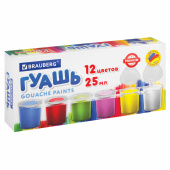 Гуашь BRAUBERG "PREMIUM", 12 цветов по 25 мл, 191700 за 277 ₽. Гуашь школьная.  Доставка по РФ. Без переплат!