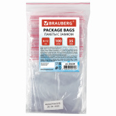 Пакеты с замком ZIP LOCK "зиплок", комплект 100 шт., 80х120 мм, ПВД, толщина 35 микрон, BRAUBERG, 606209 за 64 ₽. Пакеты с замком "зиплок".  Доставка по РФ. Без переплат!