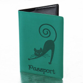 Обложка для паспорта, мягкий полиуретан, "Кошка", бирюзовая, STAFF, 237616 за 121 ₽. Обложки для паспорта. Доставка по РФ. Без переплат!