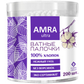Ватные палочки 200 шт., AMRA, пластиковый стакан, П00055404 за 79 ₽. Ватные палочки и диски.  Доставка по РФ. Без переплат!