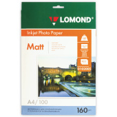 Фотобумага матовая, А4, 160 г/м2, односторонняя, 100 листов, LOMOND, 0102005 за 1 790 ₽. Фотобумага.  Доставка по РФ. Без переплат!