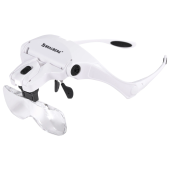 Лупа налобная с LED-ПОДСВЕТКОЙ, 5 сменных линз 95х33 мм, увеличение 1,0 - 3,5, BRAUBERG, 455929 за 1 289 ₽. Лупы.  Доставка по РФ. Без переплат!