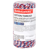 Нить хлопчатобумажная для прошивки документов, ТРИКОЛОР, диаметр 1,6 мм, длина 120 м, BRAUBERG, 700364 за 111 ₽. Нити и ленты.  Доставка по РФ. Без переплат!