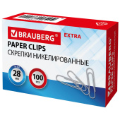 Скрепки EXTRA BRAUBERG 28 мм никелированные 100 штук, 271312 за 48 ₽. Скрепки канцелярские.  Доставка по РФ. Без переплат!