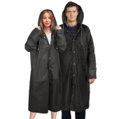 Дождевик плащ на кнопках, EVA, многоразовый прочный, чехол в комплекте, универсальный размер, черный, SHAMAANI (ШАМААНИ), 610932 за 234 ₽. Непромокаемые плащи и куртки.  Доставка по РФ. Без переплат!