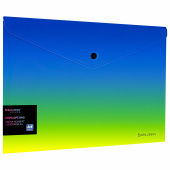 Папка-конверт с кнопкой BRAUBERG "Grade", А4, до 100 листов, зелено-голубой градиент, 0,18 мм, 271962 за 49 ₽. Папки-конверты с кнопкой.  Доставка по РФ. Без переплат!