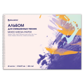 Альбом для смешанных техник (акварель/карандаш/пастель) MixMedia, 200 г/м2, А4, 40 л., гребень, BRAUBERG ART PREMIERE, 116962 за 352 ₽. Альбомы, скетчбуки и бумага для графики и эскизов.  Доставка по РФ. Без переплат!