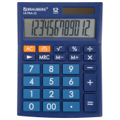 Калькулятор настольный BRAUBERG ULTRA-12-BU (192x143 мм), 12 разрядов, двойное питание, СИНИЙ, 250492 за 750 ₽. Калькуляторы настольные. Доставка по РФ. Без переплат!
