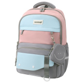 Рюкзак SNOOBAG (СНУБЭГ) PROACTIVE с кошельком, 2 отделения, "Улыбка", серо-розовый, 40х29х17 см, 274445 за 1&nbsp;621 ₽. Рюкзаки для начальной и средней школы.  Доставка по РФ. Без переплат!