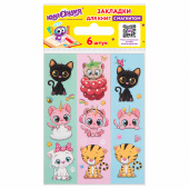 Закладки для книг с магнитом MEOW CATS, набор 6 шт., блестки, 25x196 мм, ЮНЛАНДИЯ, 113442 за 56 ₽. Закладки для книг.  Доставка по РФ. Без переплат!