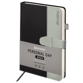 Ежедневник датированный 2026, А5, 138х213 мм, BRAUBERG "Esthetic", под кожу, держатель для ручки, застежка, черный/серый, 117372 за 173 ₽. Ежедневники с покрытием "под кожу и ткань".  Доставка по РФ. Без переплат!