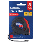 Рулетка измерительная 3 м х 16 мм, обрезиненный корпус, 3 фиксатора, RABBITEX (РАББИТЕКС) Professional, 671356 за 88 ₽. Рулетки.  Доставка по РФ. Без переплат!