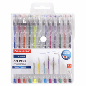 Ручки гелевые БЛЕСТКИ BRAUBERG "EXTRA", НАБОР 12 ЦВЕТОВ, узел 0,7 мм, линия 0,5 мм, 143909 за 286 ₽. Наборы гелевых ручек.  Доставка по РФ. Без переплат!