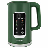 Чайник с терморегулятором и дисплеем, ДВОЙНЫЕ СТЕНКИ, SONNEN KT-8723EG, 1,7 л, 2200 Вт, изумрудный, 454689 за 2 995 ₽. Чайники.  Доставка по РФ. Без переплат!