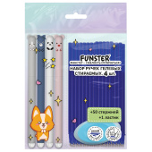 Ручки гелевые стираемые FUNSTER (ФАНСТЕР) "CUTE ANIMALS", СИНИЕ, НАБОР 4 ШТ., 50 стержней, 1 ластик, узел 0,5 мм, линия 0,35 мм, 144437 за 317 ₽. Ручки со стираемыми чернилами.  Доставка по РФ. Без переплат!