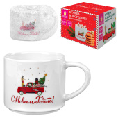 Кружка новогодняя 420 мл "Машинка", 10х9 см, каменная керамика, ЗОЛОТАЯ СКАЗКА, 592545 за 358 ₽. Новогодние сувениры.  Доставка по РФ. Без переплат!