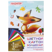 Картон цветной А4 немелованный (матовый), ВОЛШЕБНЫЙ, 10 листов 10 цветов, в папке, ПИФАГОР, 200х290 мм, "Лисенок", 129912 за 71 ₽. Картон цветной в наборах.  Доставка по РФ. Без переплат!