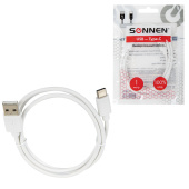 Кабель USB2.0 – Type-C, 1 м, SONNEN, медь, для передачи данных и зарядки, белый, 513558 за 112 ₽. Кабели USB - MicroUSB/Apple/Type-C.  Доставка по РФ. Без переплат!
