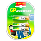 Батарейки аккумуляторные Ni-Mh мизинчиковые 6 шт. (ПРОМО 4+2) ААА (HR03) 930 mAh, GP, 100AAAHC4/2-2CR6 за 2 557 ₽. Аккумуляторные батарейки.  Доставка по РФ. Без переплат!