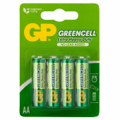 Батарейки КОМПЛЕКТ 4 шт., GP GreenCell AA (R6, 15G), солевые, пальчиковые, блистер, 15G-2CR4 за 156 ₽. Батарейки.  Доставка по РФ. Без переплат!