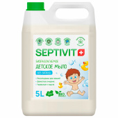 Мыло жидкое детское гипоаллергенное 5 л, SEPTIVIT "Без запаха", биоразлагаемое за 983 ₽. Мыло жидкое для детей.  Доставка по РФ. Без переплат!
