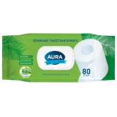 Бумага туалетная влажная 80 шт., AURA "Ultra Comfort" с пластиковым клапаном, 14055 за 106 ₽. Туалетная бумага влажная.  Доставка по РФ. Без переплат!