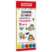 Краски акварельные медовые ПИФАГОР "ЭНИКИ-БЕНИКИ NEW", 12 цветов, картонная коробка, 192846 за 65 ₽. Акварель школьная.  Доставка по РФ. Без переплат!
