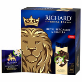 Чай RICHARD "Royal bergamot & vanilla" черный, 100 пакетиков в конвертах по 2 г, 102736 за 546 ₽. Чай пакетированный.  Доставка по РФ. Без переплат!
