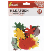 Наклейки из фетра "Листья", 24 шт., ассорти, ОСТРОВ СОКРОВИЩ, 661479 за 135 ₽. Наклейки для творчества.  Доставка по РФ. Без переплат!