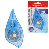 Корректирующая лента BRAUBERG PRO, 5 мм х 20 м, механизм перемотки, корпус синий, блистер, 272492 за 138 ₽. Корректирующие ленты.  Доставка по РФ. Без переплат!