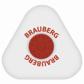 Ластик BRAUBERG "Universal", 45х45х10 мм, белый, треугольный, красный пластиковый держатель, 222473 за 28 ₽. Ластики классические.  Доставка по РФ. Без переплат!