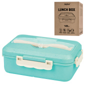 Ланч-бокс контейнер, 1 секция, 3 отделения, 1,4 л, ложка, вилка, 8х21х14 см, мятный, JOYLUX (ДЖОЙЛЮКС) ECO, 609344 за 322 ₽. Контейнеры для хранения и СВЧ.  Доставка по РФ. Без переплат!