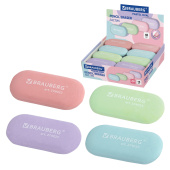 Ластик BRAUBERG "PASTEL OVAL", 50х23х10 мм, цвета ассорти, овальный, 274023 за 24 ₽. Ластики классические.  Доставка по РФ. Без переплат!