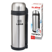 Термос LAIMA классический с узким горлом, 1,8 л, нержавеющая сталь, пластиковая ручка, 601405 за 1 101 ₽. Термосы.  Доставка по РФ. Без переплат!