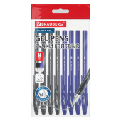 Ручки гелевые BRAUBERG "ULTRA GEL", НАБОР 8 ШТУК (4 СИНИХ, 4 ЧЕРНЫХ), стандартный наконечник 0,5 мм, линия 0,35 мм, 144280 за 175 ₽. Ручки гелевые неавтоматические.  Доставка по РФ. Без переплат!