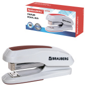 Степлер №24/6, 26/6 BRAUBERG "Extra", до 30 листов, серо-красный, 229088 за 351 ₽. Степлеры настольные.  Доставка по РФ. Без переплат!
