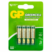 Батарейки КОМПЛЕКТ 4 шт., GP GreenCell AAA (R03, 24G), солевые, мизинчиковые, блистер, 24G-2CR4 за 192 ₽. Батарейки.  Доставка по РФ. Без переплат!