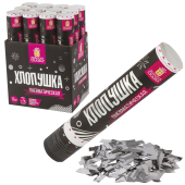 Хлопушка пневматическая ЗОЛОТАЯ СКАЗКА 30 см, фольга, прямоугольники, серебристый, 591477 за 141 ₽. Хлопушки.  Доставка по РФ. Без переплат!