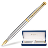Ручка подарочная шариковая WATERMAN "Hemisphere Stainless Steel GT", серебристый корпус, позолоченные детали, синяя, S0920370 за 8&nbsp;647 ₽. Ручки шариковые подарочные.  Доставка по РФ. Без переплат!