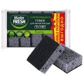 Губки для посуды 9,5х6,5 см XXL, КОМПЛЕКТ 5 шт., bubble-поролон, черные, Master FRESH за 71 ₽. Губки хозяйственные.  Доставка по РФ. Без переплат!
