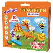 Пластилин восковой ЮНЛАНДИЯ "ВЕСЕЛЫЙ ШМЕЛЬ", 10 цветов, 150 г, СО СТЕКОМ, европодвес, 105035 за 122 ₽. Пластилин.  Доставка по РФ. Без переплат!