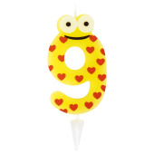 Свеча-цифра для торта "9" "С глазками", 6 см, ЗОЛОТАЯ СКАЗКА, с держателем, в блистере, 591412 за 51 ₽. Свечи для праздничного стола.  Доставка по РФ. Без переплат!