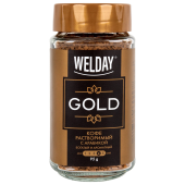 Кофе растворимый WELDAY (ВЭЛДЭЙ) "GOLD" 95 г, стеклянная банка, сублимированный, 622675 за 394 ₽. Кофе растворимый.  Доставка по РФ. Без переплат!
