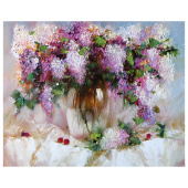 Картина по номерам 40х50 см ОСТРОВ СОКРОВИЩ "Натюрморт с сиренью и черешней" на подрамнике, акрил, кисти, 662912 за 721 ₽. Наборы для рисования и моделирования.  Доставка по РФ. Без переплат!