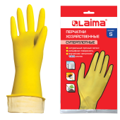 Перчатки МНОГОРАЗОВЫЕ латексные LAIMA "ПРЕМИУМ", хлопчатобумажное напыление, СВЕРХПЛОТНЫЕ, размер 6,5-7, S (малый), желтые, вес 55 г, 600570 за 69 ₽. Перчатки латексные и резиновые.  Доставка по РФ. Без переплат!