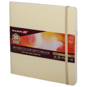 Скетчбук для акварели, 200 г/м2, 195х195 мм, среднее зерно, 20 л., сшивка, резинка, БЕЖЕВЫЙ, BRAUBERG ART PREMIERE, 113260 за 299 ₽. Альбомы и бумага для акварели и масла.  Доставка по РФ. Без переплат!