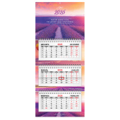 Календарь квартальный 2026 г., 3 блока, 3 гребня, бегунок, мелованная бумага, BRAUBERG EXTRA MINI, "Лаванда", 116837 за 84 ₽. Календари настенные.  Доставка по РФ. Без переплат!